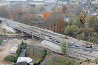 Image oder Bild von Br&uuml;ckenabriss und Br&uuml;ckenneubau Bundesstrasse 42 &uuml;ber Eisenbahn in Unkel, hier: Bau der neuen Br&uuml;cke